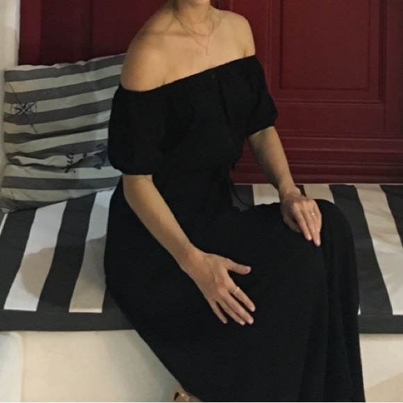 ASOS Off the Shoulder Black Maxi Dress Sz 4 - Picture 12 of 12